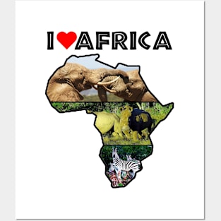 I Love Africa Wildlife Collage Map Posters and Art